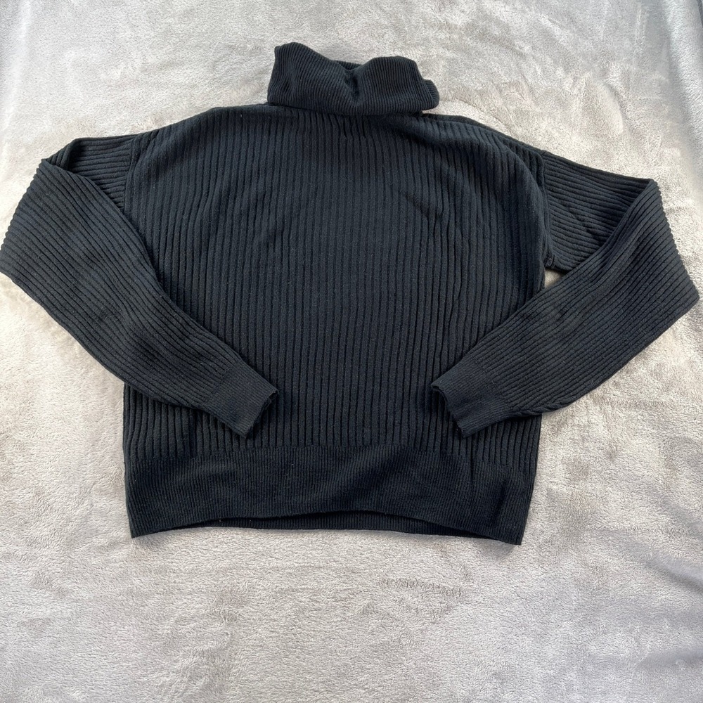 Gap Turtleneck Sweater Womens S Tall Black Ribbed Knit Drop Shoulder Pullover - Picture 6 of 11